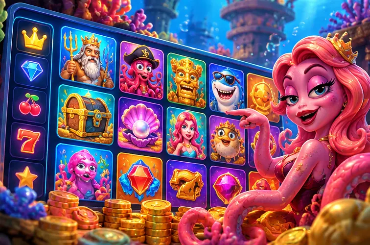 A mermaid presenting the Spinbob slot lobby